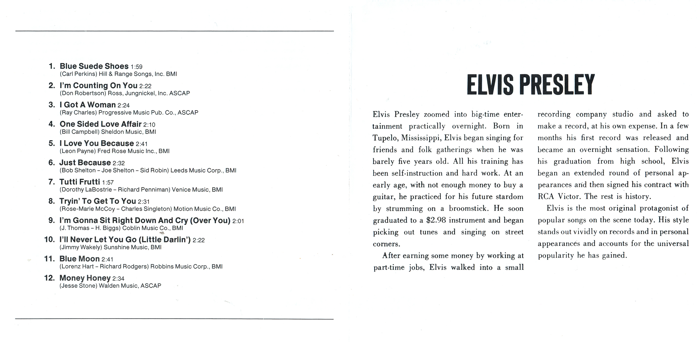 Elvis Presley  The Original Elvis Presley Collection 01; Elvis Presley : Front + Inlay